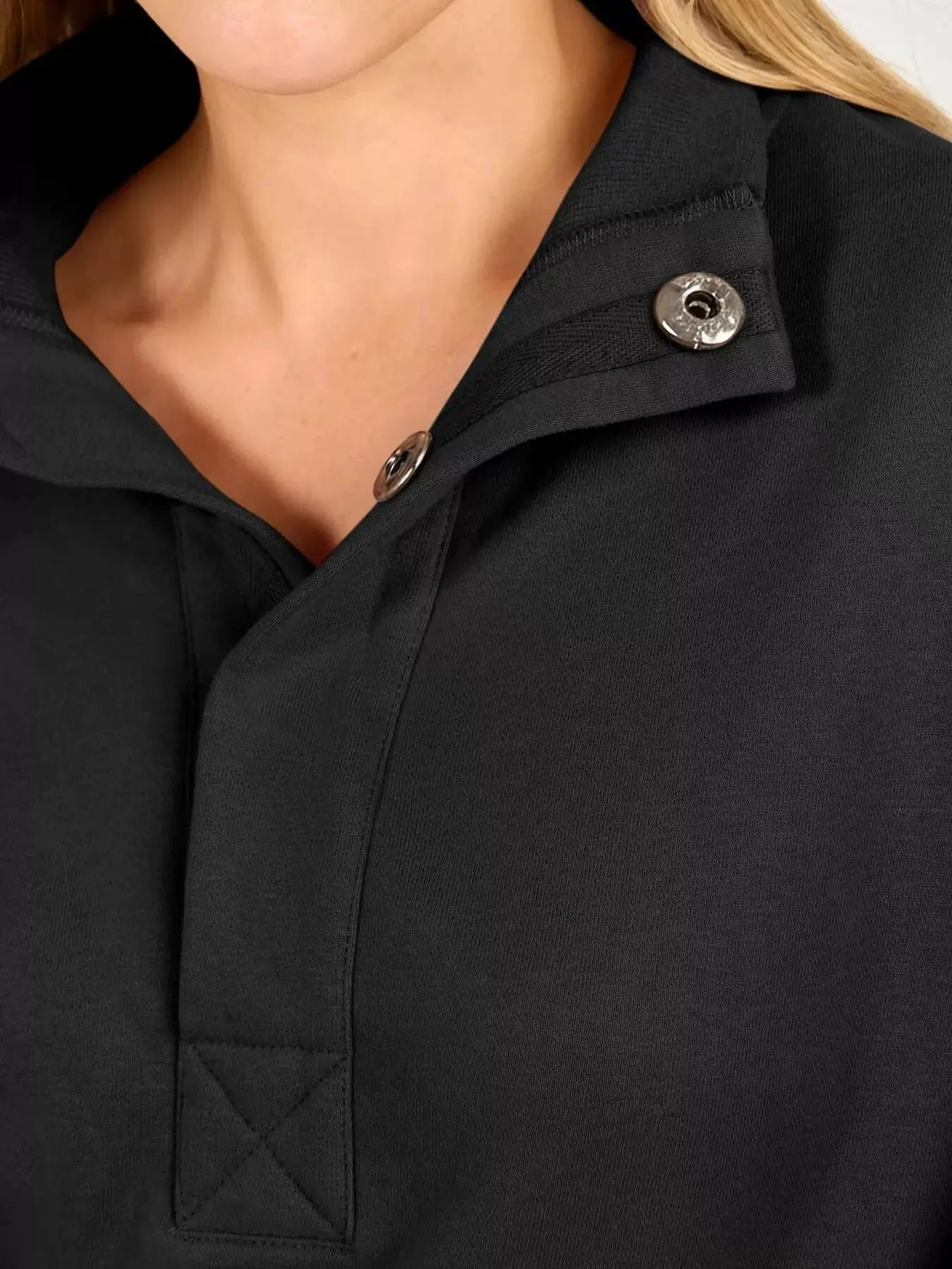Half Snap Dropped Shoulder Sweatshirt by Trendsi