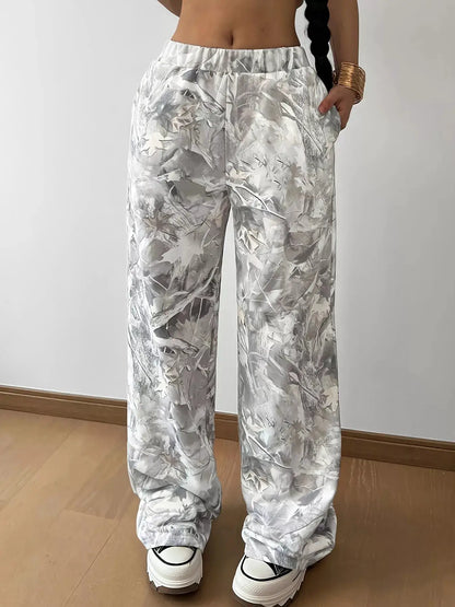 Wide-Leg Printed Casual Pants by Trendsi