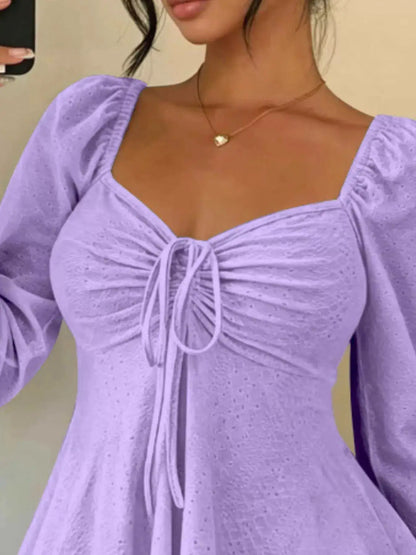 Ruched Sweetheart Neck Long Sleeve Top by Trendsi