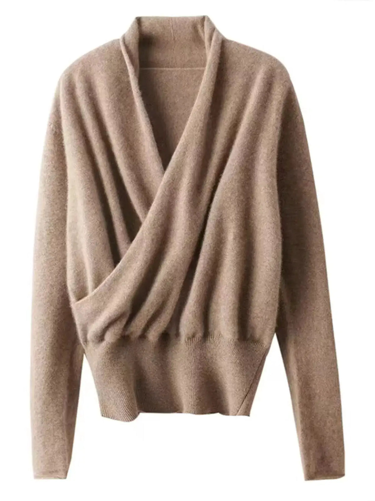 Wrap-Front Long Sleeve Sweater by Trendsi