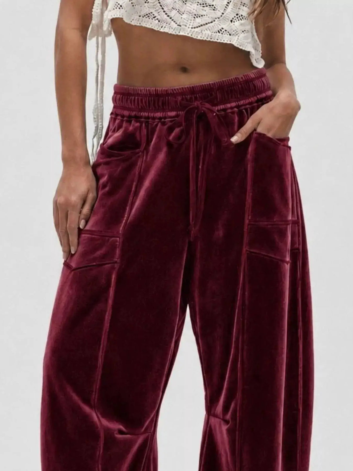 Velvet Wide-Leg Pants by Trendsi