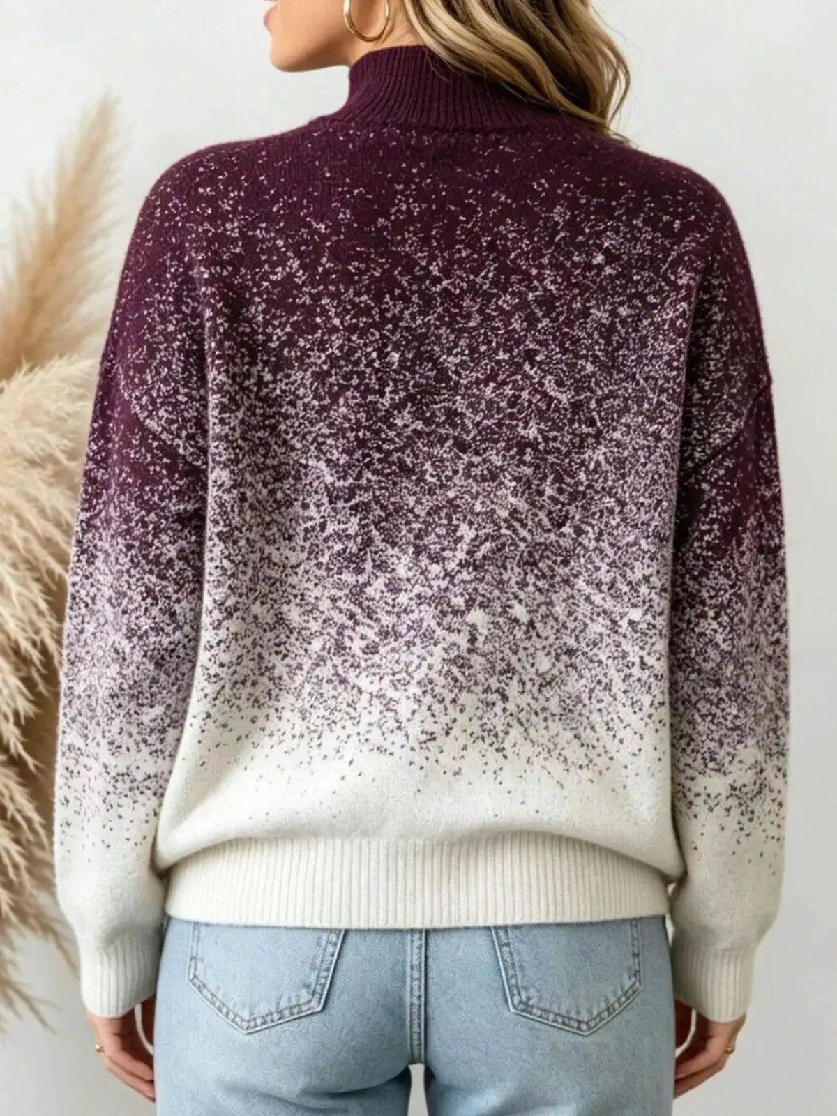 Gradient Turtleneck Long Sleeve Sweater by Trendsi