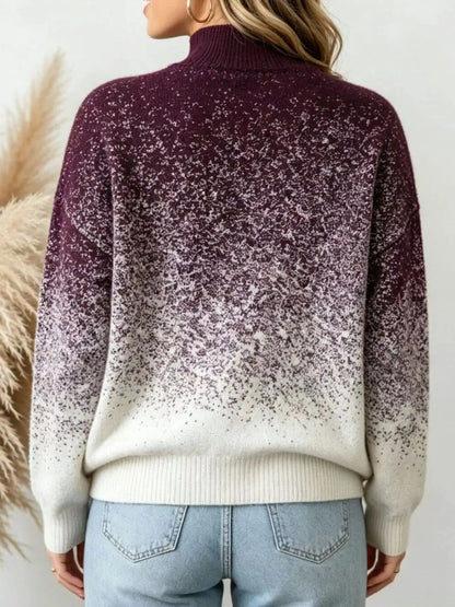 Gradient Turtleneck Long Sleeve Sweater by Trendsi