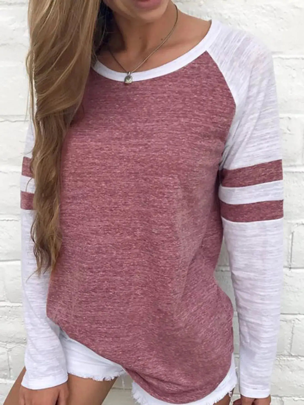 Full Size Color-Block Raglan Sleeve Striped T-Shirt Plus Size by Trendsi