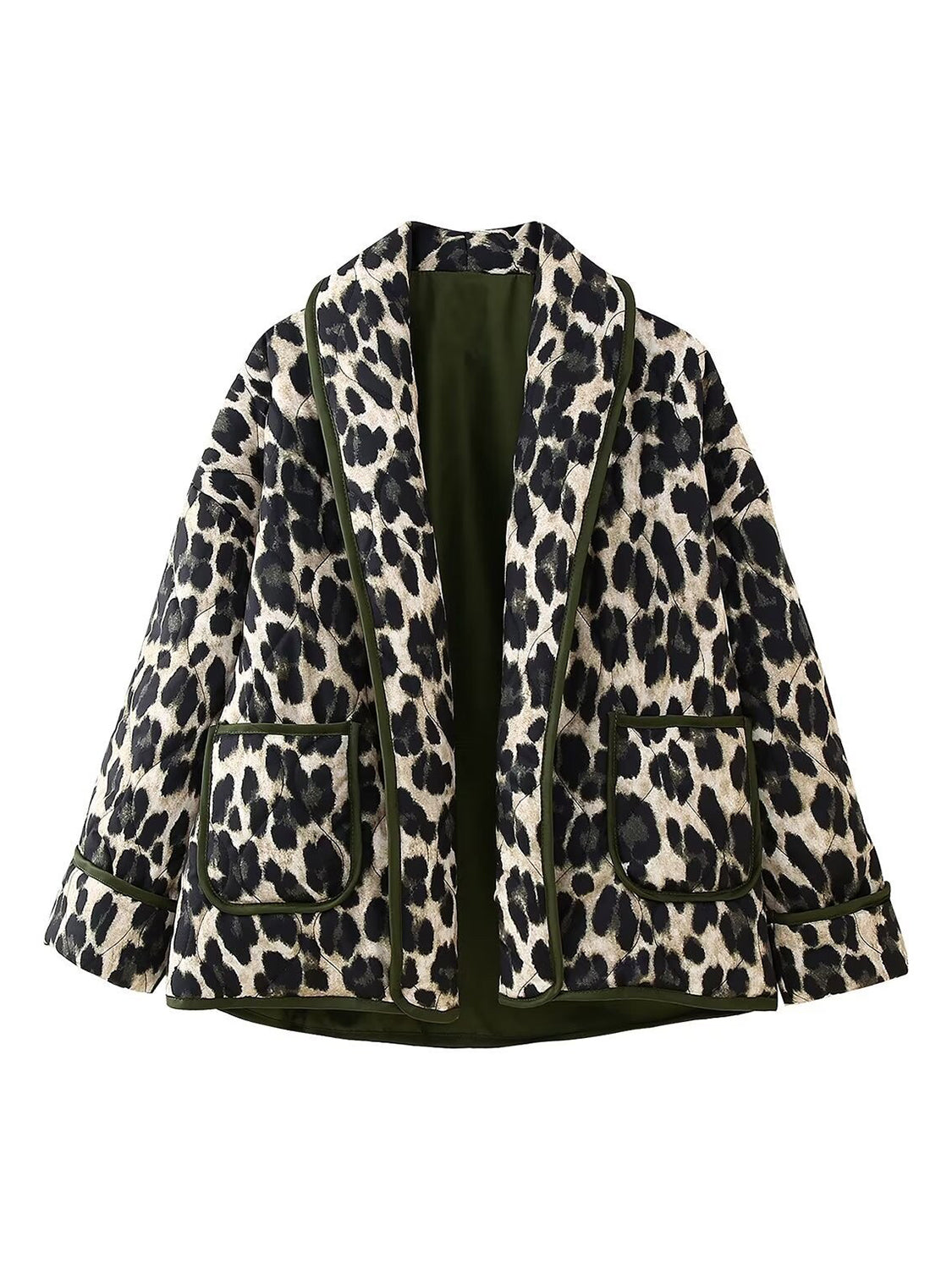 Leopard Open Front Long Sleeve Outerwear