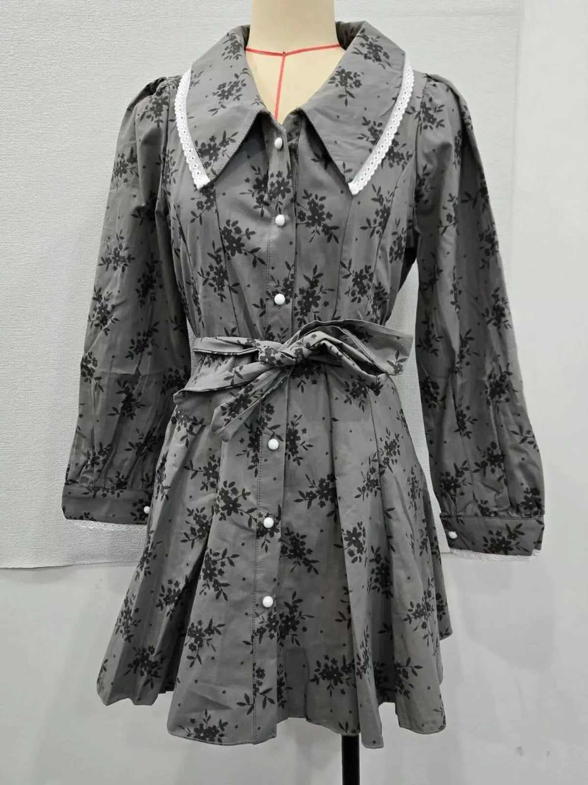 Floral Print Puff Sleeve Button-Down Mini Dress by Trendsi
