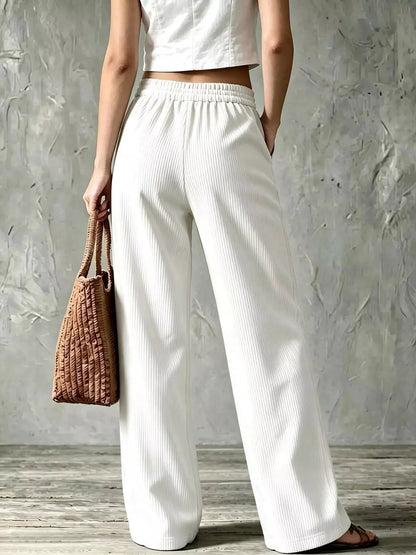 Full Size Wide-Leg Corduroy Pants Plus Size by Trendsi