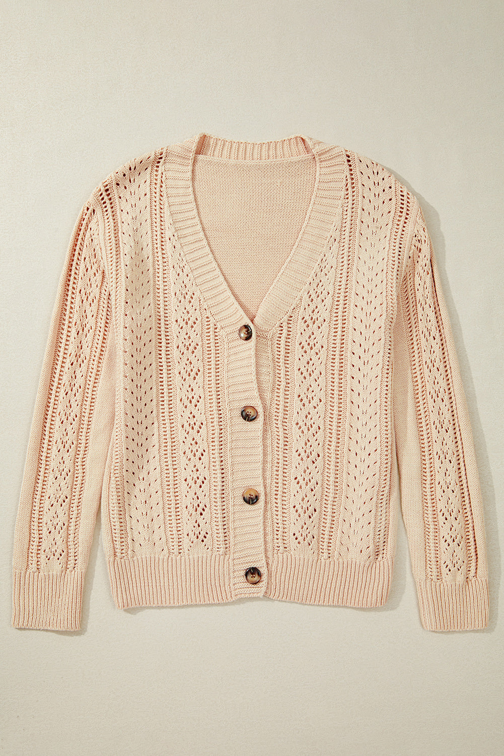 Dark Khaki Open Knit Drop Shoulder Sweater Cardigan