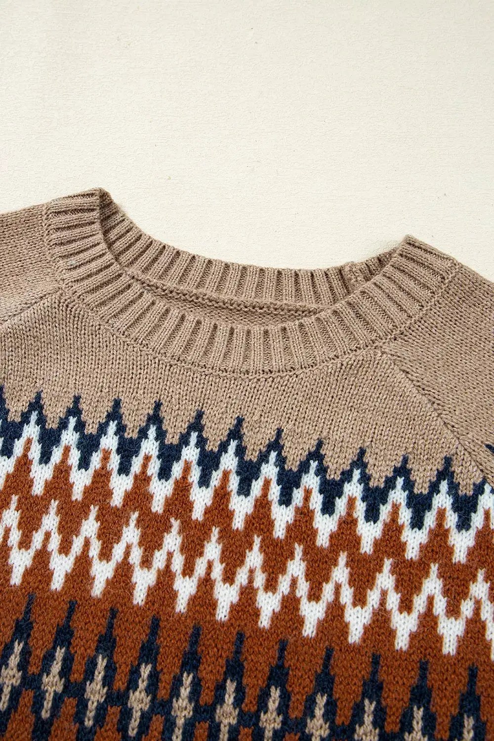 Geometric Pattern Long Sleeve Sweater by Trendsi