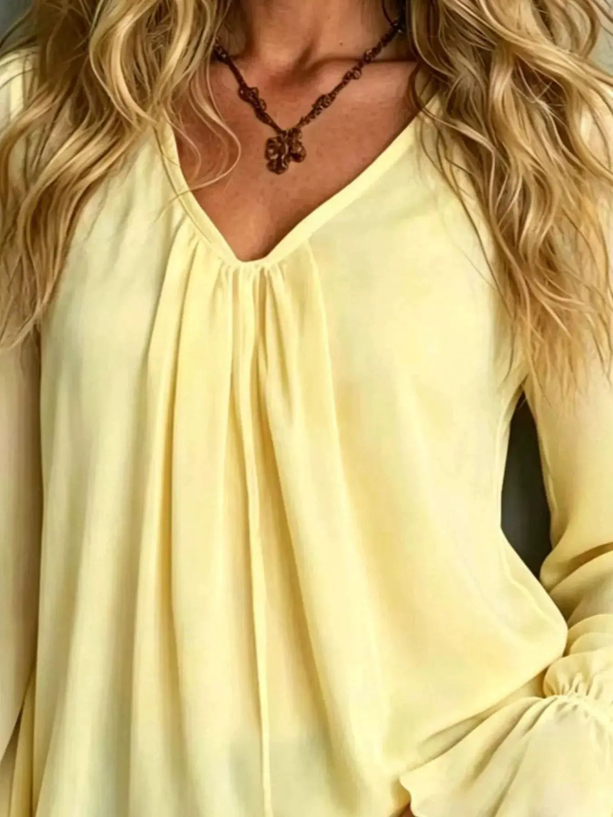 V-Neck Flounce Sleeve Blouse by Trendsi