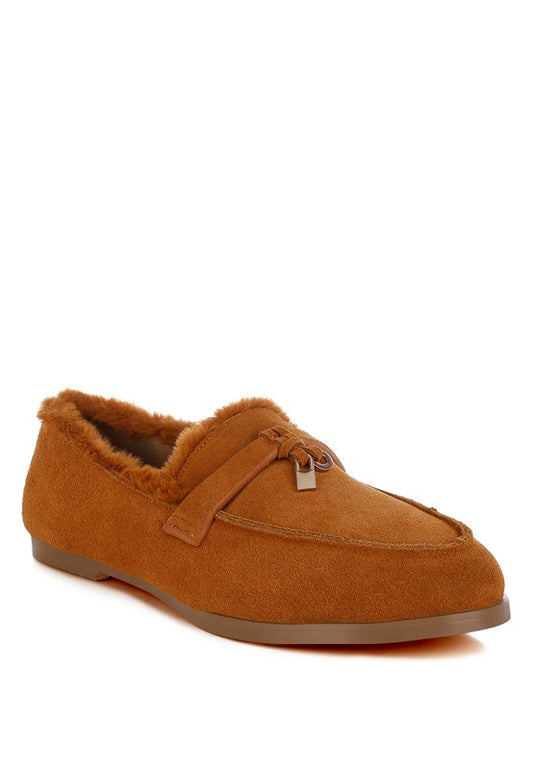 Ohrid Suede & Faux Fur Flat Loafers