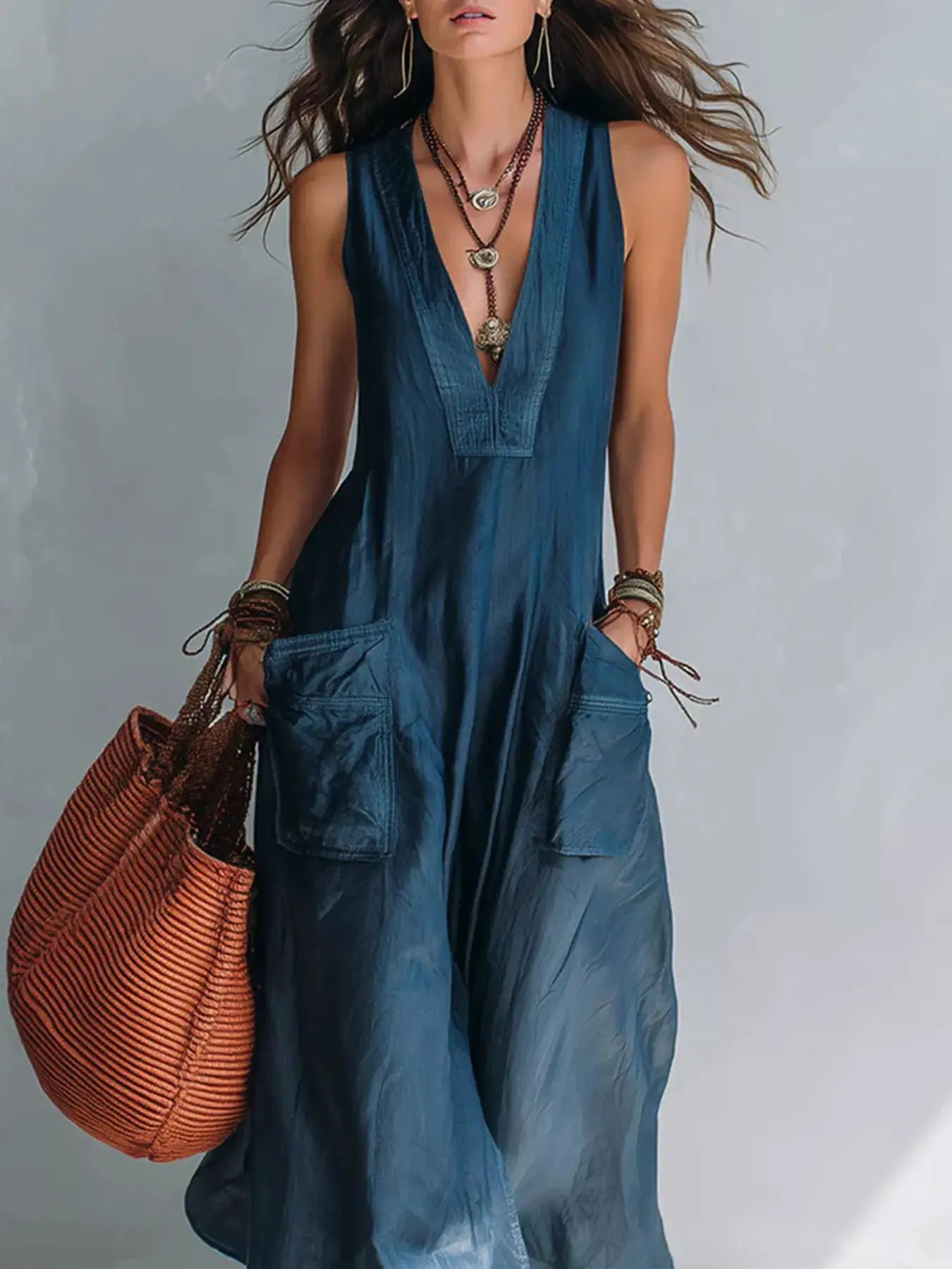 Full Size V-Neck Sleeveless Wide-Leg Jumpsuit Plus Size by Trendsi