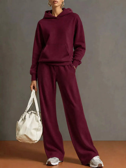 Kangaroo Pocket Hoodie and Pants Set by Trendsi