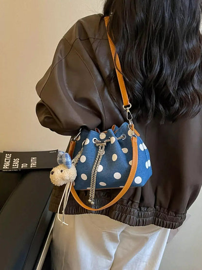 Polka Dot Bucket Crossbody Bag by Trendsi