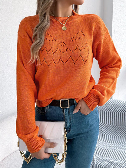 Halloween Pumpkin Face Knit Top by Trendsi