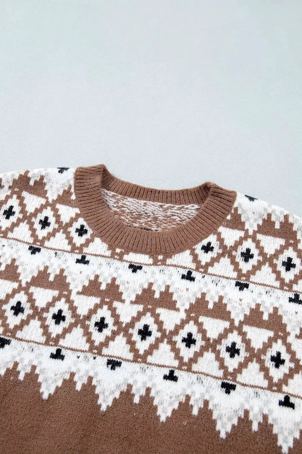 Geometric Print Drop Shoulder Casual Pullover Sweater by Trendsi