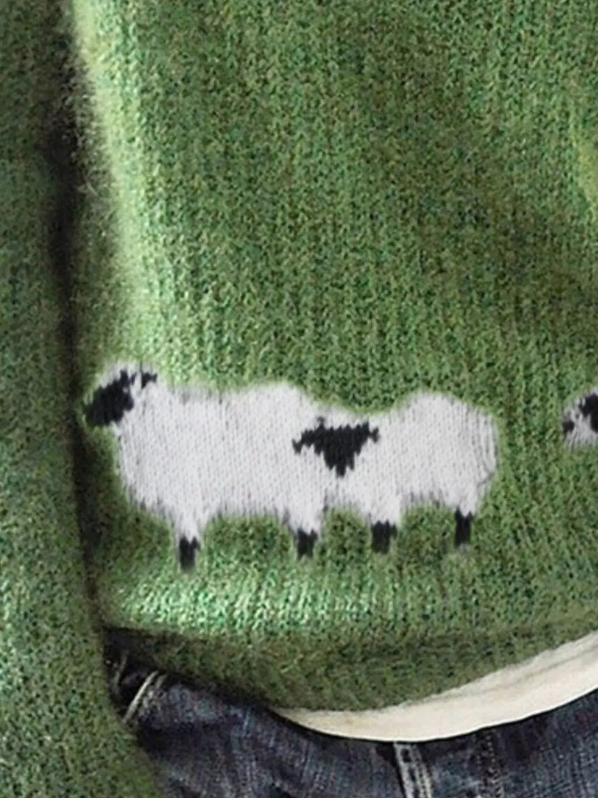 Full Size Sheep Pattern Round Neck Sweater Plus Size by Trendsi