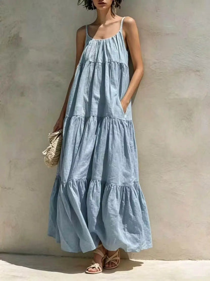 Tiered Scoop Neck Maxi Dress by Trendsi