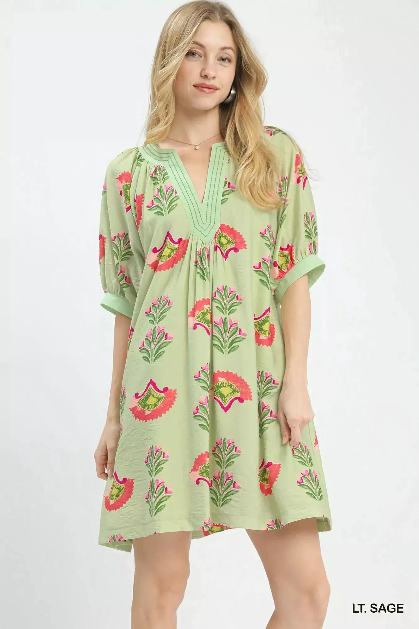 Umgee Abstract Print Mini Dress by Trendsi