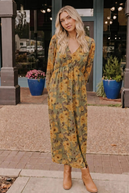 Golden Blooms Floral Maxi Dress by Gilli