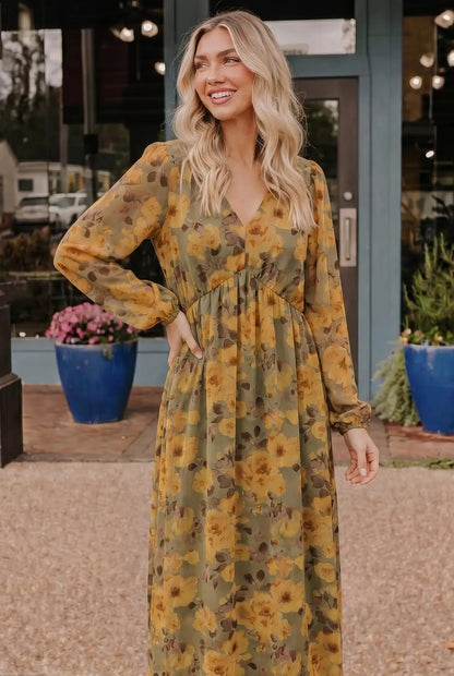 Golden Blooms Floral Maxi Dress by Gilli