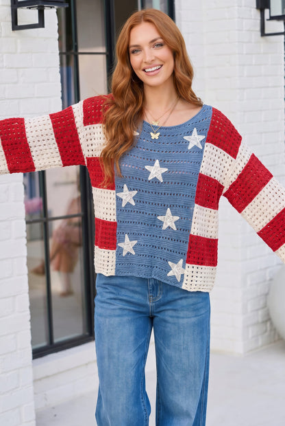 Stars and Stripes Crochet Sweater
