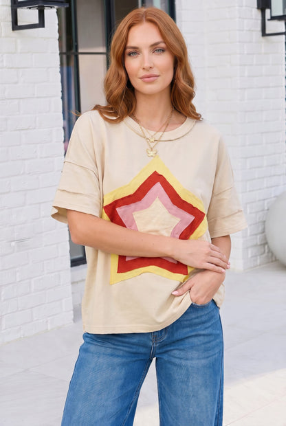 Retro Rainbow Star Oversized Tee