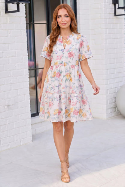 Blooming Beautifully Floral Tiered Mini Dress