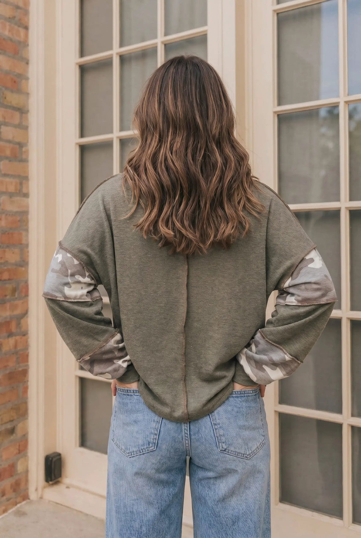 Cozy Camo Color Block Pullover by Haptics