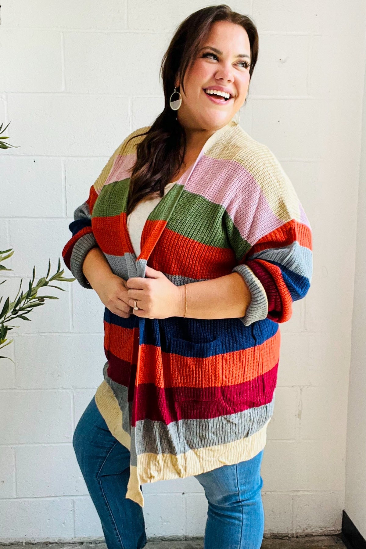 Weekend Ready Multicolor Striped Slouchy Open Cardigan