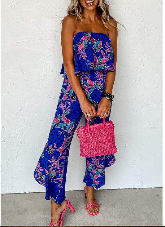 Summer Days Floral Ruffle Jumpsuit.