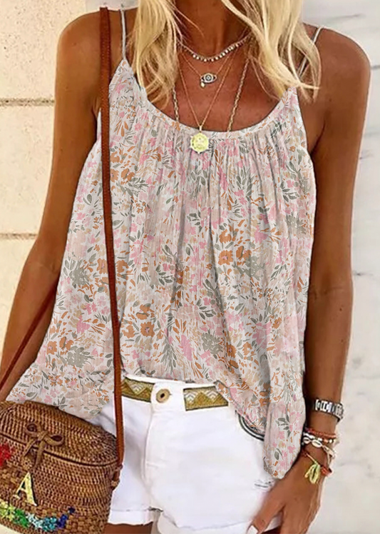 Summer Living, White Floral Tank Top.