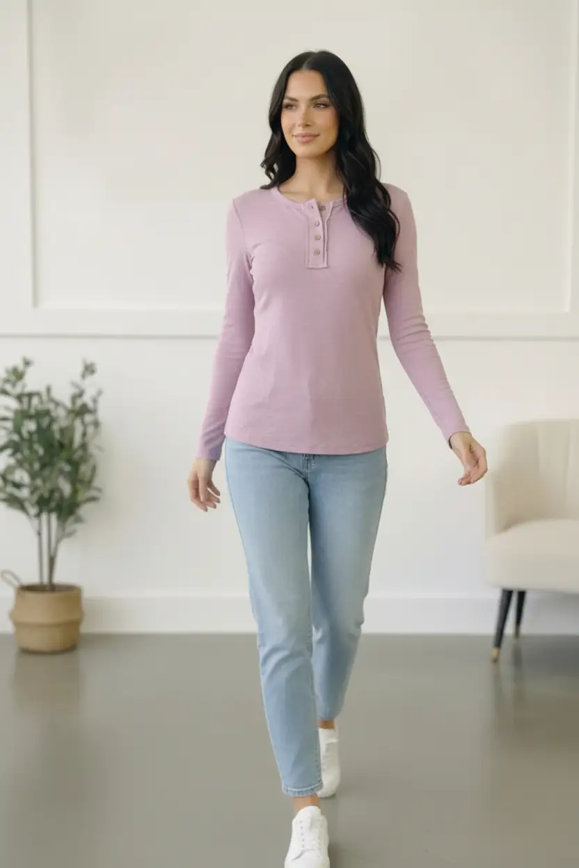 Grape Gum Drop Lounge Henley by Reborn J