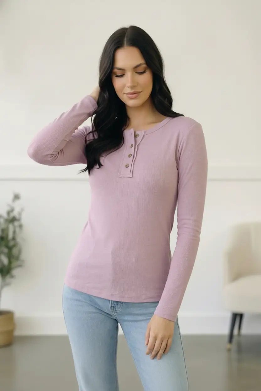 Grape Gum Drop Lounge Henley by Reborn J