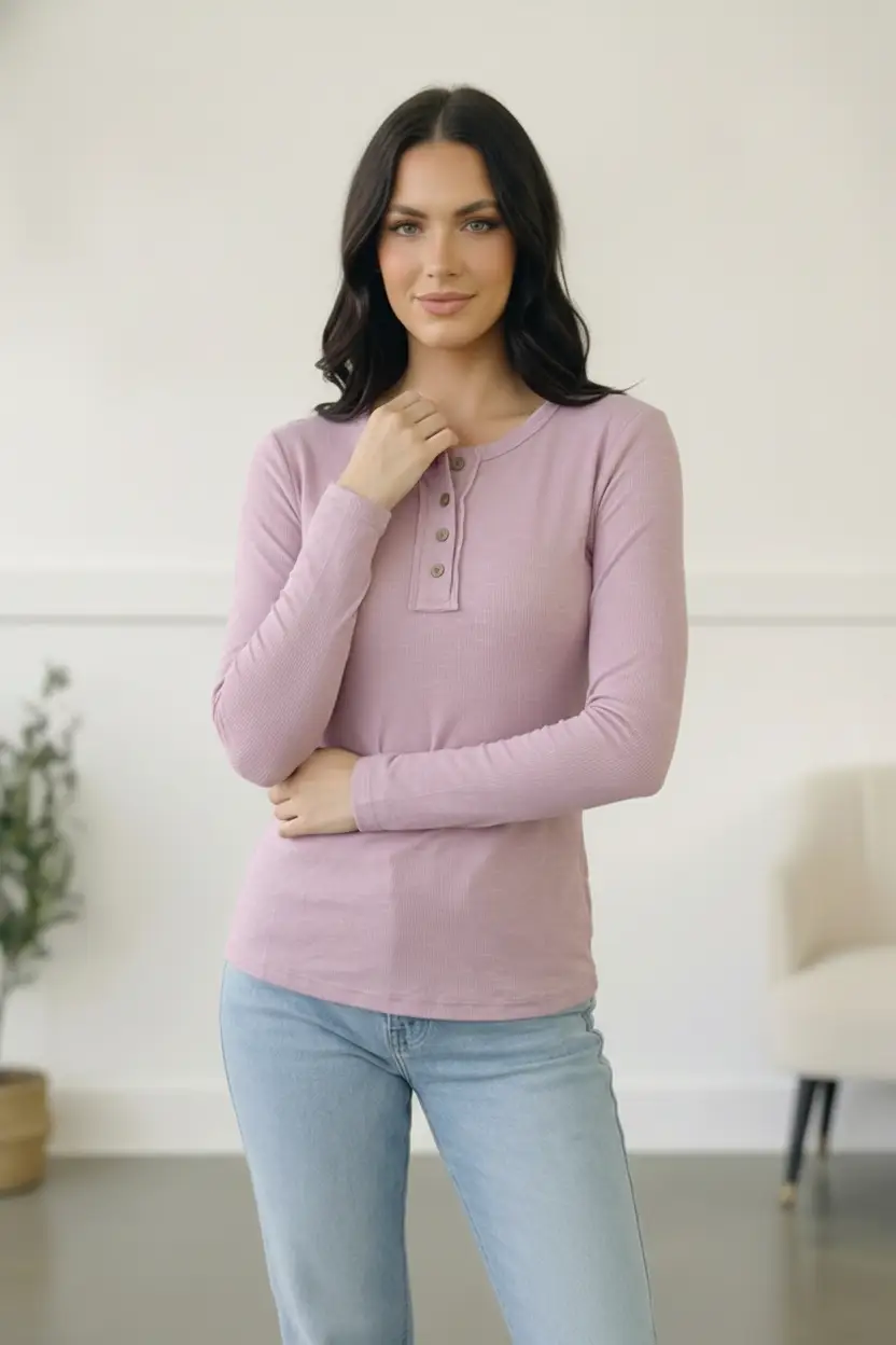 Grape Gum Drop Lounge Henley by Reborn J