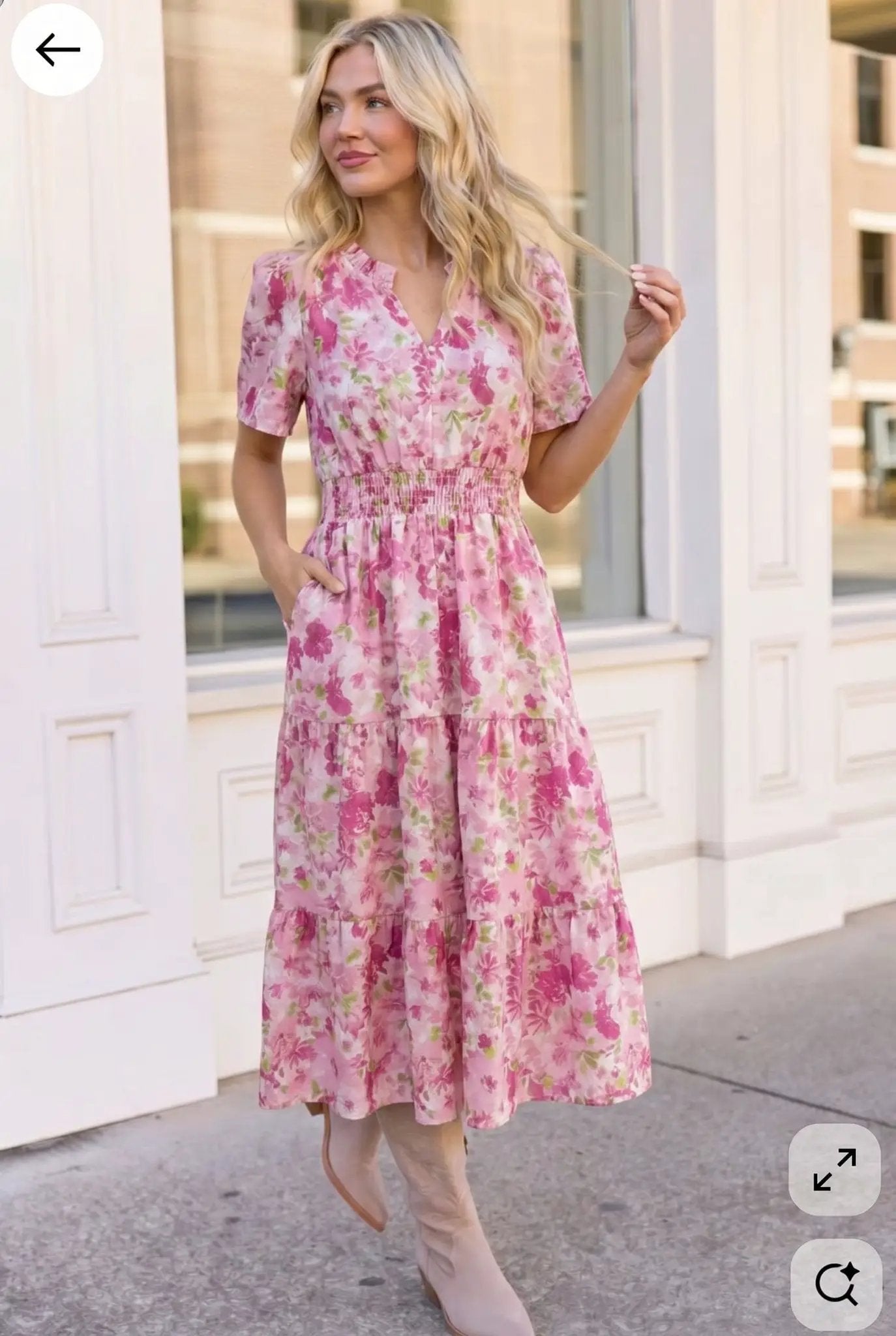 A Georgia Dream in Pink Floral Midi Dress by Haptics