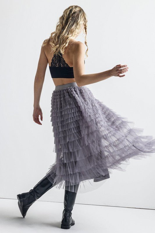 A - Line Tiered Layered Tulle Mesh Maxi Skirt - Bitsy Gypsy Boutique