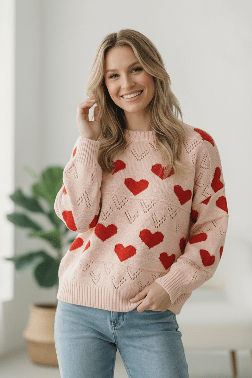 A Love Note Heart Sweater - Bitsy Gypsy Boutique