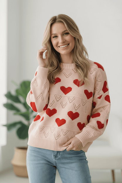 A Love Note Heart Sweater - Bitsy Gypsy Boutique