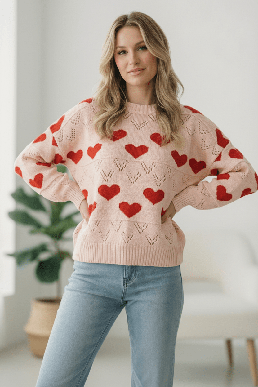 A Love Note Heart Sweater - Bitsy Gypsy Boutique