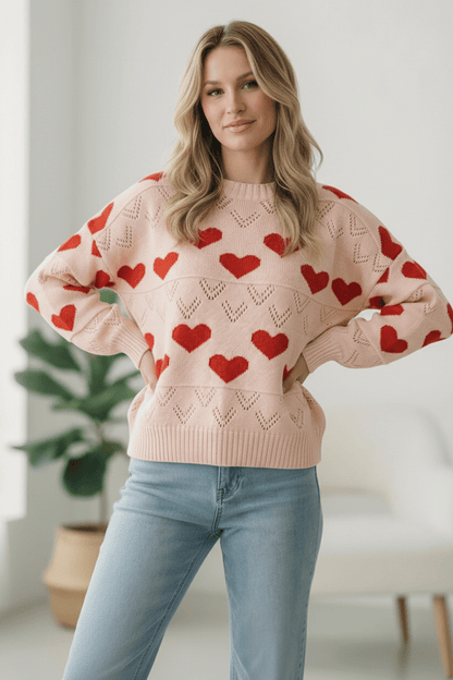 A Love Note Heart Sweater - Bitsy Gypsy Boutique