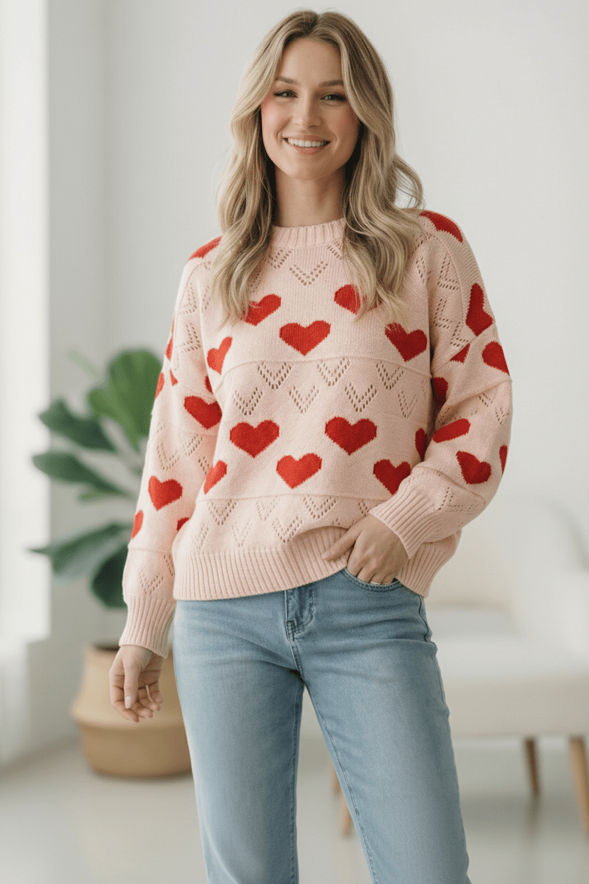 A Love Note Heart Sweater - Bitsy Gypsy Boutique