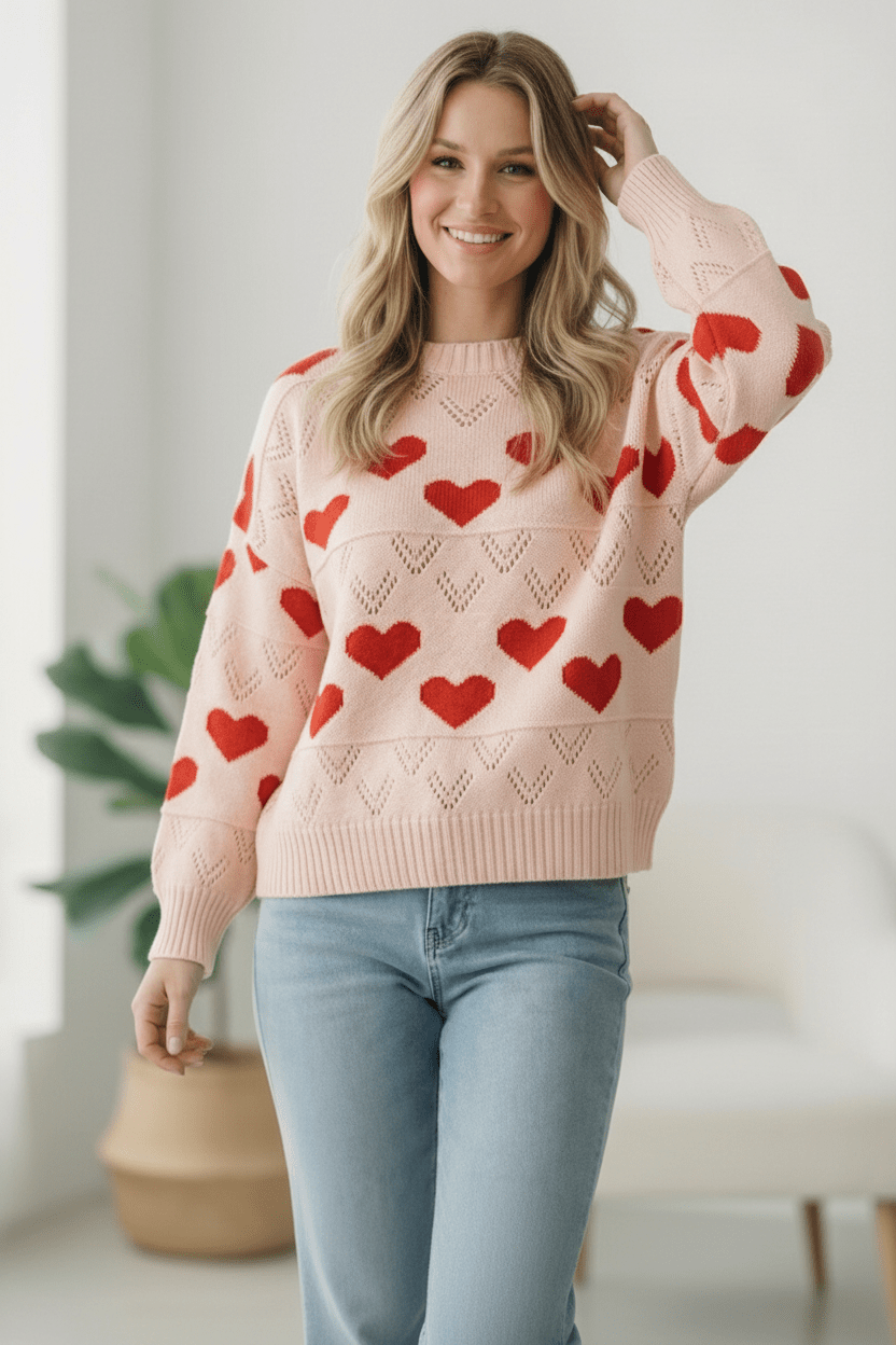 A Love Note Heart Sweater - Bitsy Gypsy Boutique