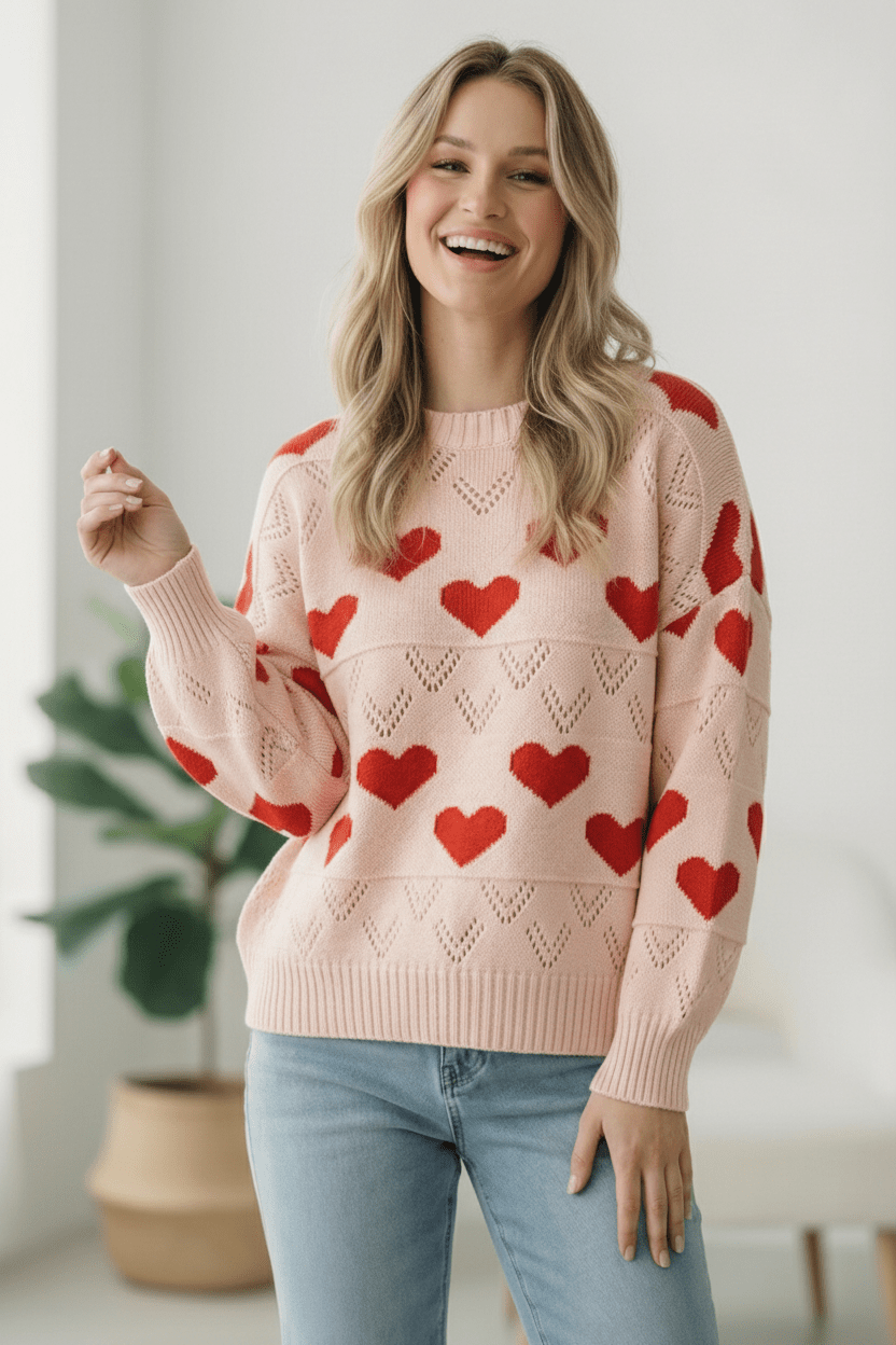 A Love Note Heart Sweater - Bitsy Gypsy Boutique