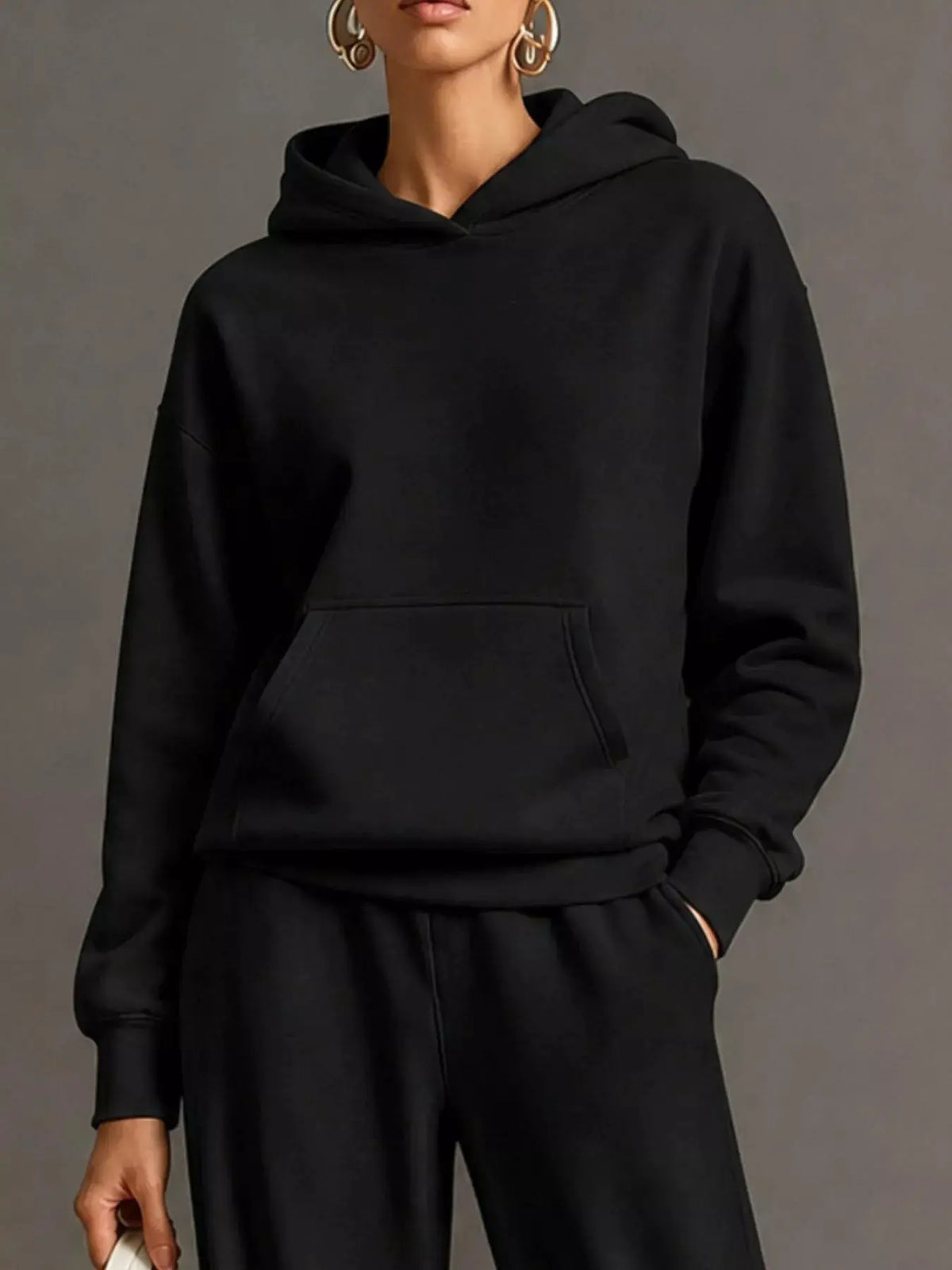 Kangaroo Pocket Hoodie and Pants Set by Trendsi