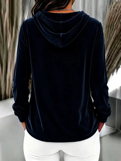 Full Size Drawstring Button Detail Hoodie Plus Size by Trendsi