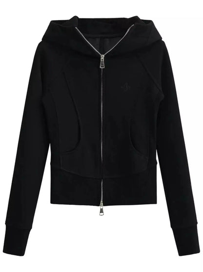 Slim-Fit Full-Zip Hoodie by Trendsi