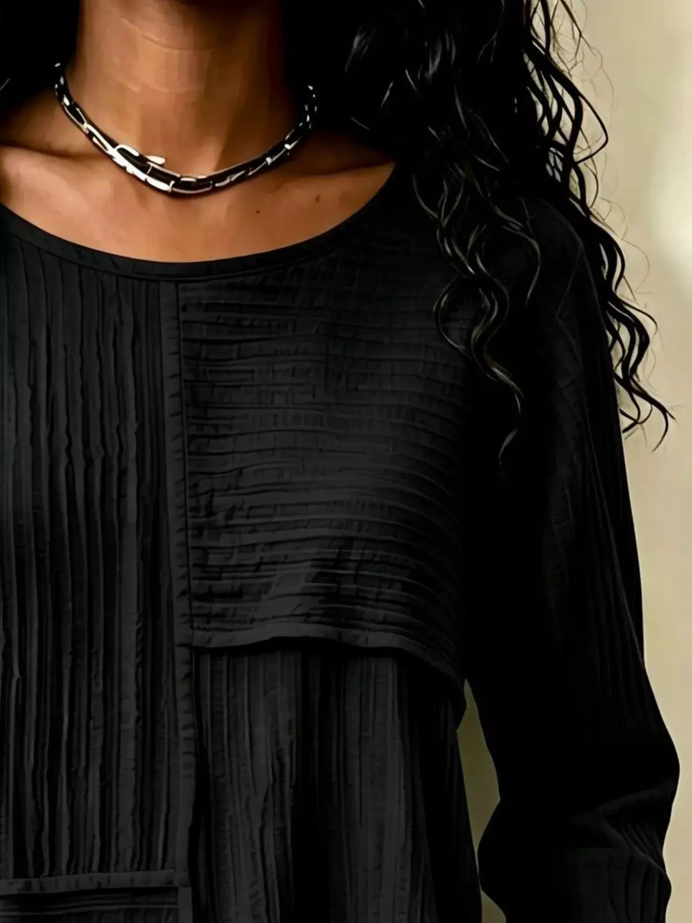 Textured Patchwork Long Sleeve Casual T-Shirt by Trendsi