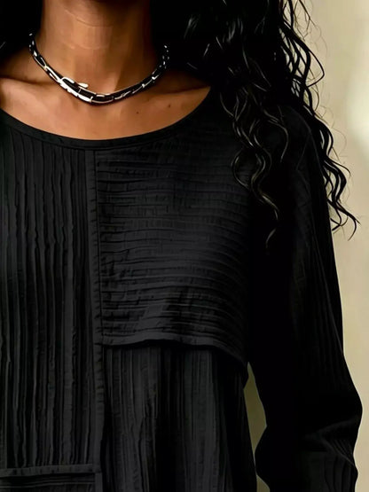 Textured Patchwork Long Sleeve Casual T-Shirt by Trendsi