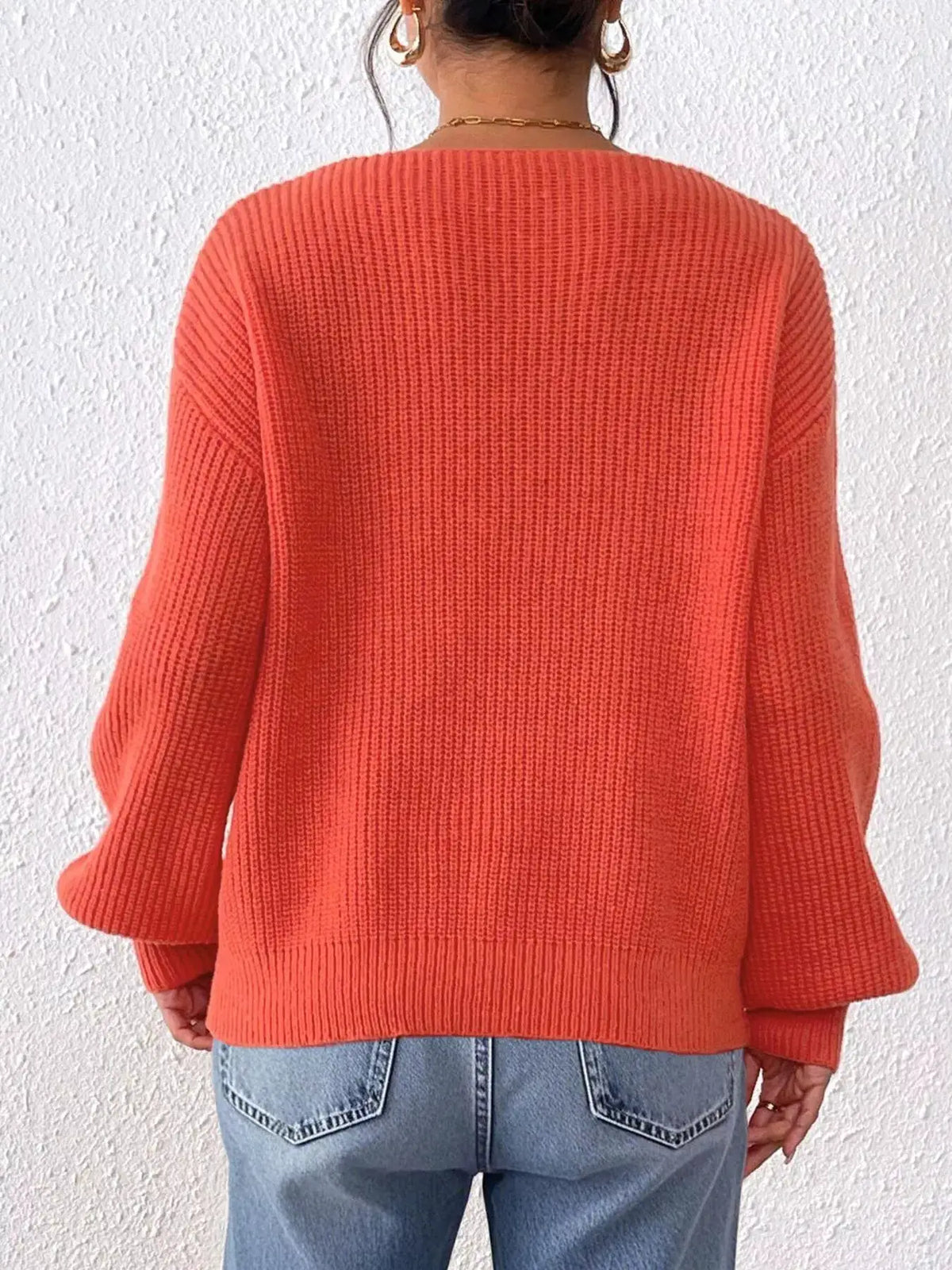 Lace Heart Dropped Shoulder Sweater by Trendsi